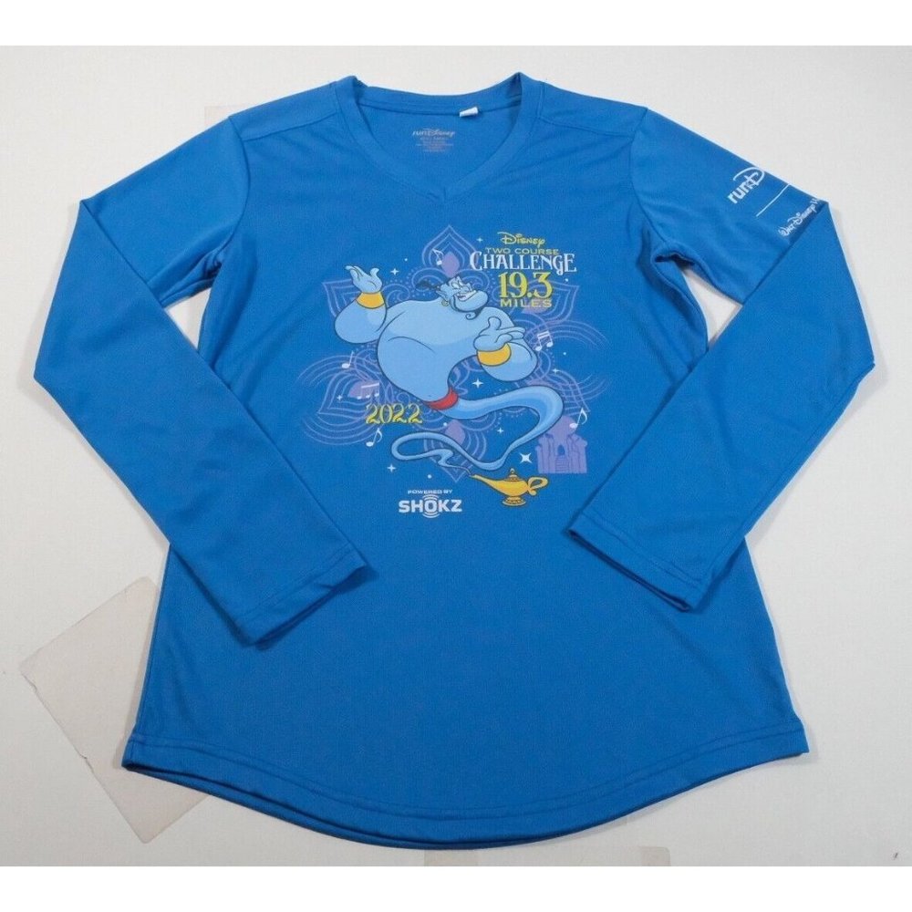 Run Disney Two Course Challenge 2022 Genie Long Sleeve Athletic Shirt Size XS